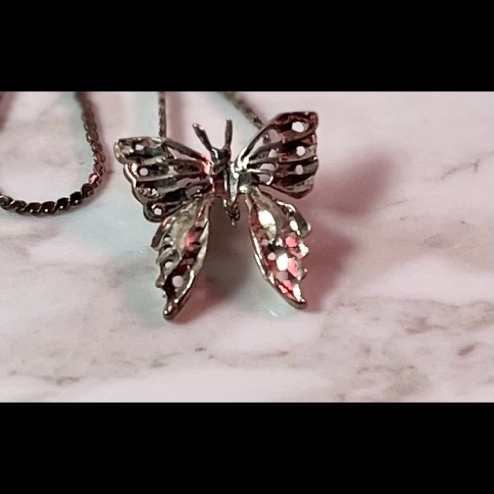 Vintage Sterling Butterfly Necklace